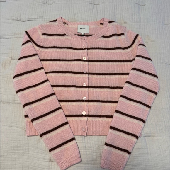 Reformation Clara Cashmere Cardigan Cherry Blossom Stripe XS - Picture 5 of 8
